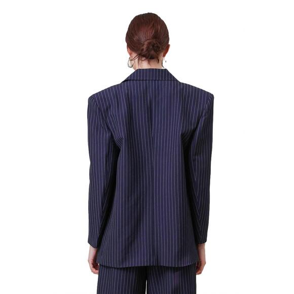 NEW LINE AND DOT margeaux pinstripe jacket in navy/ white
